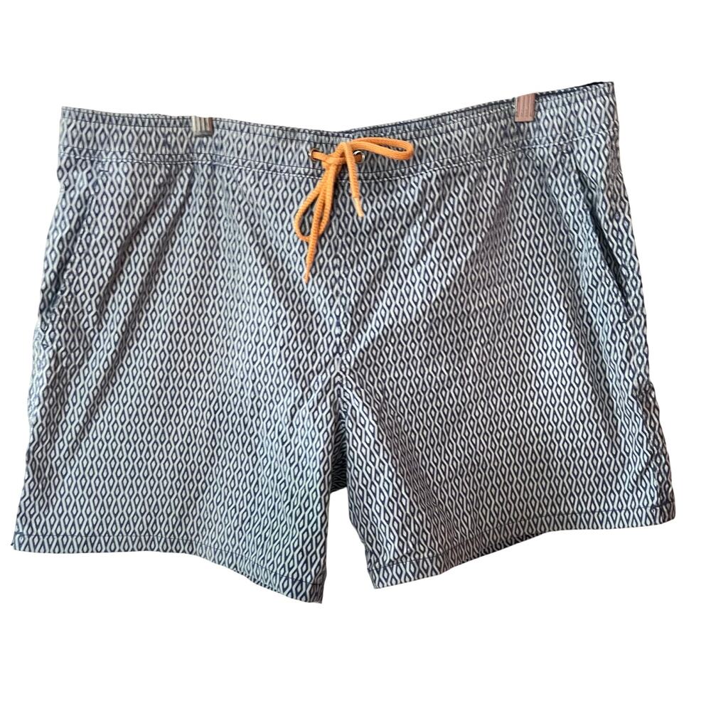 J. Crew Original Swimwear Diamond Print Blue Swim Trunks SZ XL
